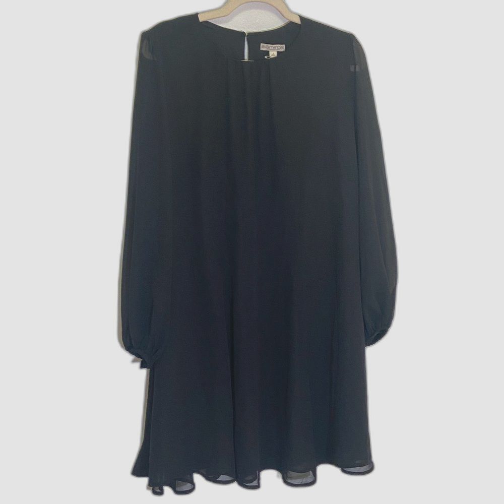 Eva Mendes for New York & Company- Black Cocktail Dress Sheer Long Sleeve - sz 8